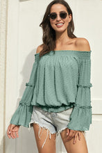 Load image into Gallery viewer, Long sleeve flared chiffon strapless neck openwork blouse