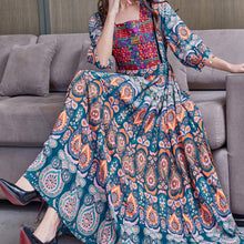 Load image into Gallery viewer, Bohemian Ethnic Style Big Swing Embroidery Dress Women&#39;s Long Dress