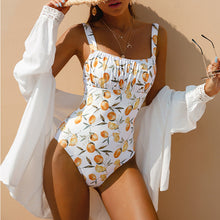 Load image into Gallery viewer, Printed one piece swimsuit women&#39;s suspenders slim swimsuit bikini