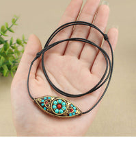 Load image into Gallery viewer, Ethnic Nepalese Buddha&#39;s Eye Pendant Necklace