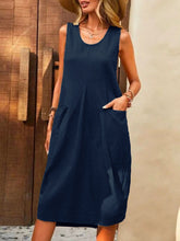 Load image into Gallery viewer, Casual Dress Cotton Linen Sleeveless Solid Amazon Loose U-neck Dress