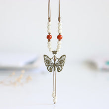 Load image into Gallery viewer, Ethnic style ceramic long sweater chain women&#39;s antique hanging vintage Chinese style butterfly necklace