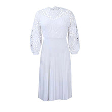 Load image into Gallery viewer, Large size lace crochet sexy openwork pleated dress dress