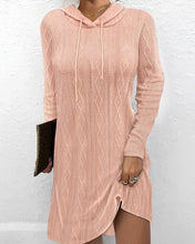 Load image into Gallery viewer, Autumn New Solid Color Long Sleeve Hooded Pullover Knit Dress