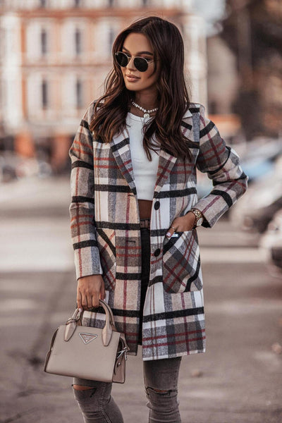 Woolen mid-length lapel single-breasted coat women's clothing