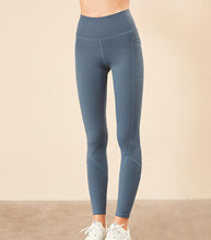 Load image into Gallery viewer, Spliced pocket size double-sided nylon high elastic sports high waist hip tight yoga pants women.