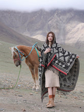 Load image into Gallery viewer, Ethnic style with hat shawl cloak Tibet travel wear photo warm outer cape