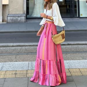 Autumn New Bohemian Women's Fashion Casual Long Half Dress