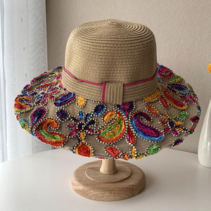 Shade hat beach women's summer ethnic style sunscreen straw hat