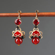 Load image into Gallery viewer, Red Cheongsam Antique national style earrings