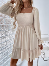 Load image into Gallery viewer, Pullover Square Neck Long Sleeve Ruffle high waist tight temperament commuter dress women