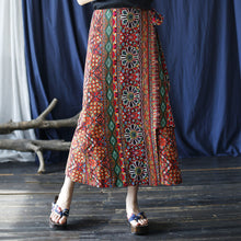 Load image into Gallery viewer, Original Retro Women's Half Length Skirt, Summer Mid Length Cotton and Linen Irregular Long Skirt