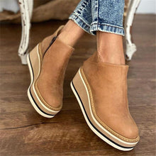 Load image into Gallery viewer, New autumn viscose shoes casual round head thick heel spot solid color low help British solid color fashion boots.