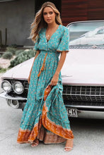 Load image into Gallery viewer, Bohemian Summer High Waist Lace up V-Neck Loose Large Hem Dress Seaside Long Dress