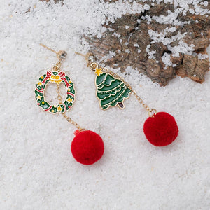 New holiday accessories colorful funny Christmas Earrings female autumn and winter wool ball earrings