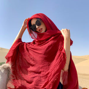 Ethnic summer sun protection desert tourism shawl seaside beach scarf thin holiday scarf shawl red female.