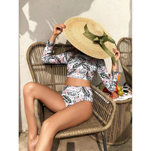 Load image into Gallery viewer, Floral Printed Long Sleeves Bikini Bathing Suit Wetsuit