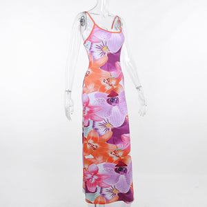 Summer Leisure Vacation Style Fashion Slim Fit Slim Dress Tie Dyed Print Dress