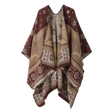 Load image into Gallery viewer, Ethnic style shawl, women&#39;s outfit, double-sided imitation cashmere scarf, blanket cape, autumn and winter Christmas day cape, thickened