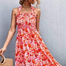 Load image into Gallery viewer, Summer New Line Ruffle Edge Style Hanging Neck Strap Printed Dress