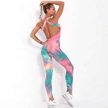 Load image into Gallery viewer, Ink jacquard tie-dye yoga bubble one-piece suit for bodybuilding and buttock lifting