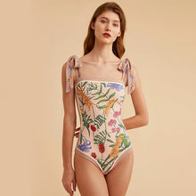 Load image into Gallery viewer, Double fabric vintage print swimsuit one-piece swimsuit women