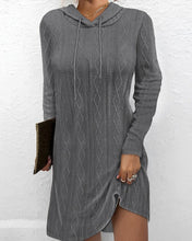 Load image into Gallery viewer, Autumn New Solid Color Long Sleeve Hooded Pullover Knit Dress