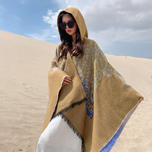 Load image into Gallery viewer, Autumn and winter hooded shawl, national style dual-purpose warm scarf