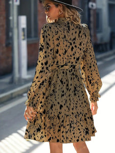 Summer Fashion Printed Long Sleeved Waist Slimming Dress