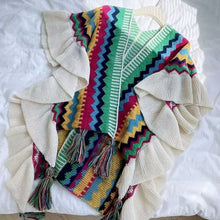 Load image into Gallery viewer, Ethnic style shawl women's wooden ears fashionably wear knitted cloak