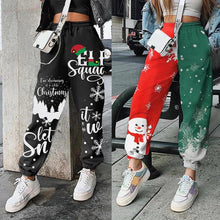 Load image into Gallery viewer, Women&#39;s Christmas positioning printing loose fitness sports harem pants temperament commuter trousers