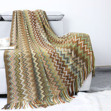 Load image into Gallery viewer, Bohemian velvet blanket knitted blanket