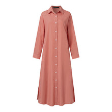 Load image into Gallery viewer, Women&#39;s Dresses, Cotton and Linen Shirts, Long Dresses, Japanese and Korean Casual Long Sleeved Cardigan Dresses