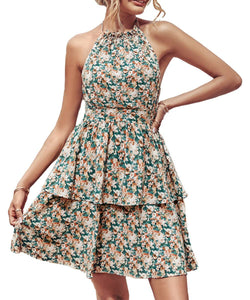 Härneck backless print sleeveless dress