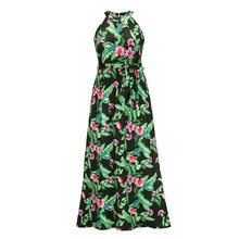 Load image into Gallery viewer, Hanging neck retro print dress seaside beach dress