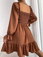 Load image into Gallery viewer, Pullover Square Neck Long Sleeve Ruffle high waist tight temperament commuter dress women
