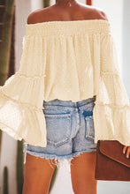 Load image into Gallery viewer, Long sleeve flared chiffon strapless neck openwork blouse