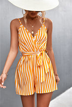 Load image into Gallery viewer, Sexy V-neck striped slipper jumpsuit woman