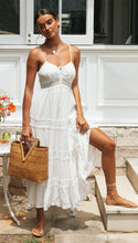 Load image into Gallery viewer, Women&#39;s bohemian suspender dress with lace panels for large dress