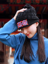 Load image into Gallery viewer, Ethnic style hat vintage Chinese style beanie knitted hat travel hat woman