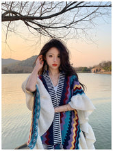 Load image into Gallery viewer, Ethnic style shawl women's wooden ears fashionably wear knitted cloak