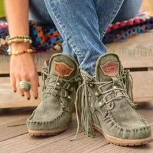 Load image into Gallery viewer, New winter products comfortable thick-soled fringed lace-up women&#39;s short boots snow boots