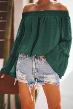 Load image into Gallery viewer, Long sleeve flared chiffon strapless neck openwork blouse