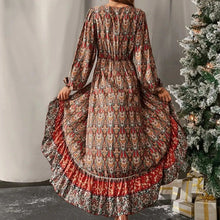 Load image into Gallery viewer, Spot Women Dress Autumn New Long-sleeved Swing Bohemian Print Dress