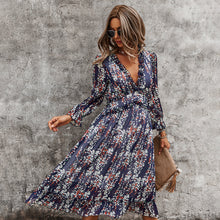 Load image into Gallery viewer, V-neck simple printed dress