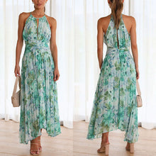 Load image into Gallery viewer, Summer Women&#39;s Neck Hanging Sleeveless V-Neck Printed Large Swing Long Dress Dress