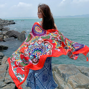 oversized sunscreen shawl women's summer thin outside air conditioning scarves  beach scarf.