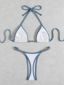 Drawstring lace-up swimsuit bikini