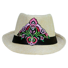 Load image into Gallery viewer, Embroidered hat in summer, straw hat, women&#39;s top hat, Tibetan style, sun protection, national style embroidery in summer and autumn