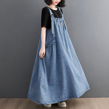 Load image into Gallery viewer, Spring/Summer New Loose Slim denim Slim Strap Long Dress Large Swing Dress